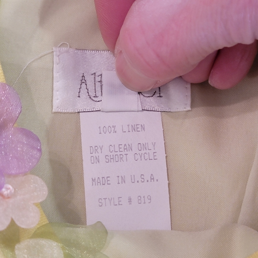 Vintage Althuser Linen-Blend Yellow Floral Strap Sundress 100% Linen Size 2 - Picture 11 of 16
